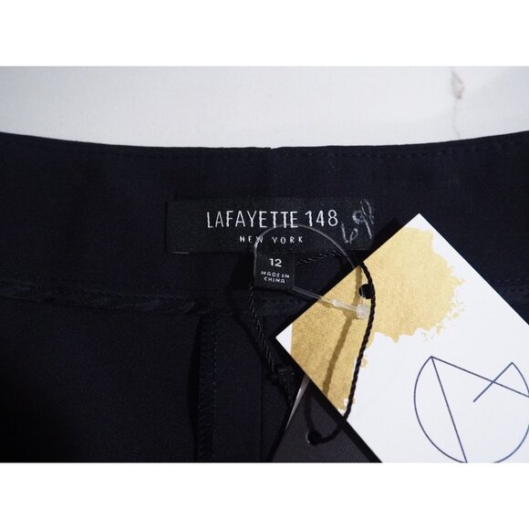 Lafayette 148 Navy Blue Staight Leg Wool Dress Pants $698, Size 12 (US) - Picture 8 of 12